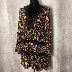 Floral Tunic Top Shirt (or short dress)~ size XS